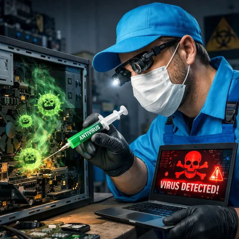 Лечение компьютера от вирусов в Краснообске на дому